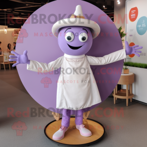 Lavender Plate Spinner mascot costume character dressed with a Trousers and Hairpins