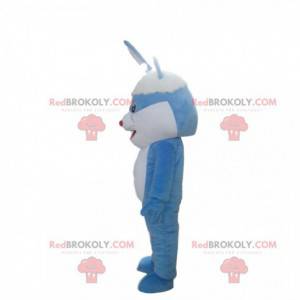 Mascota de conejo azul y blanco, disfraz de conejo -