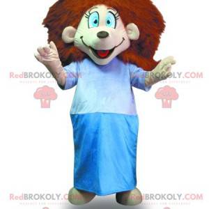 Chica mascota con el pelo rojo con una bata - Redbrokoly.com