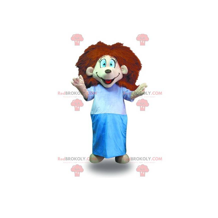 Maskottflicka med rött hår med en morgonrock - Redbrokoly.com