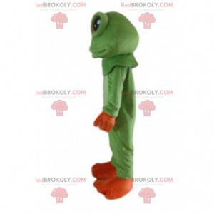 Mascotte de grenouille verte et orange, costume de grenouille -