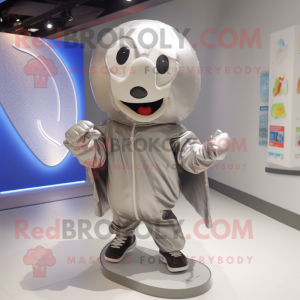 Silver Baseball Ball mascot costume character dressed with a Raincoat and Foot pads