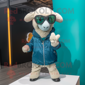 Teal Sheep mascotte kostuum...