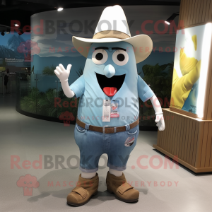 Silver Ice Cream Cone mascot costume character dressed with a Denim Shorts and Hat pins