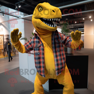 Geel T Rex mascotte kostuum...