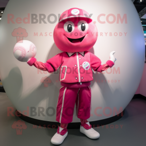 Pink baseball bold maskot...