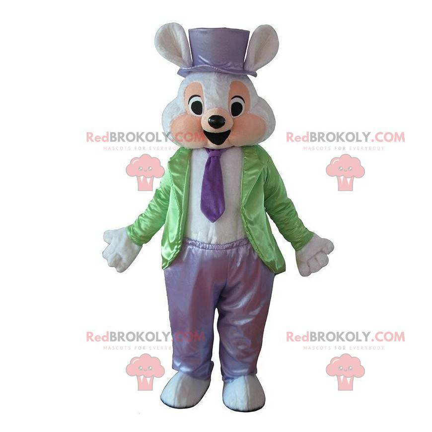 Mascota de conejo blanco vestida con un elegante traje - Mascota de conejo blanco vestida con un elegante traje -