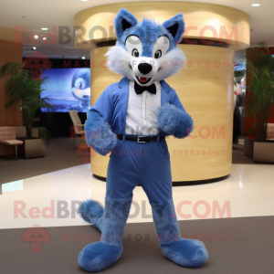 Blue Wolf maskot kostume...