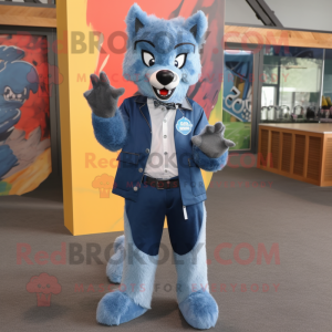 Blue Wolf maskot kostume...