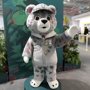 Gray Jaguar mascot costume character dressed with a Parka and Ties