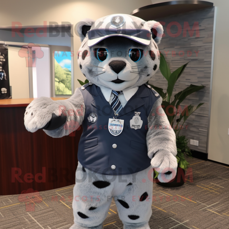 Gray Jaguar mascot costume character dressed with a Parka and Ties