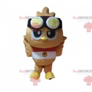 Vogelmaskottchen mit Fliegerbrille, lustiges Vogelbaby -