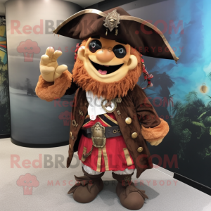 Brun Pirat maskot kostume...