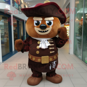 Brown Pirate mascot costume character dressed with a Wrap Skirt and Brooches