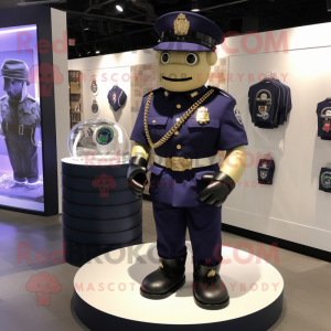 Navy Grenade mascot costume character dressed with a Polo Shirt and Necklaces