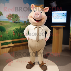 Beige Sow mascotte kostuum...