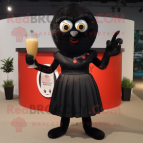 Black Bracelet mascot costume character dressed with a Cocktail Dress and Foot pads