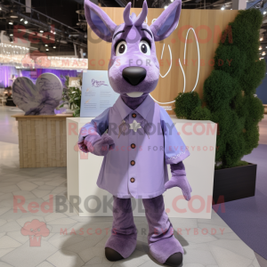 Lavender Reindeer mascot costume character dressed with a Dress Shirt and Earrings