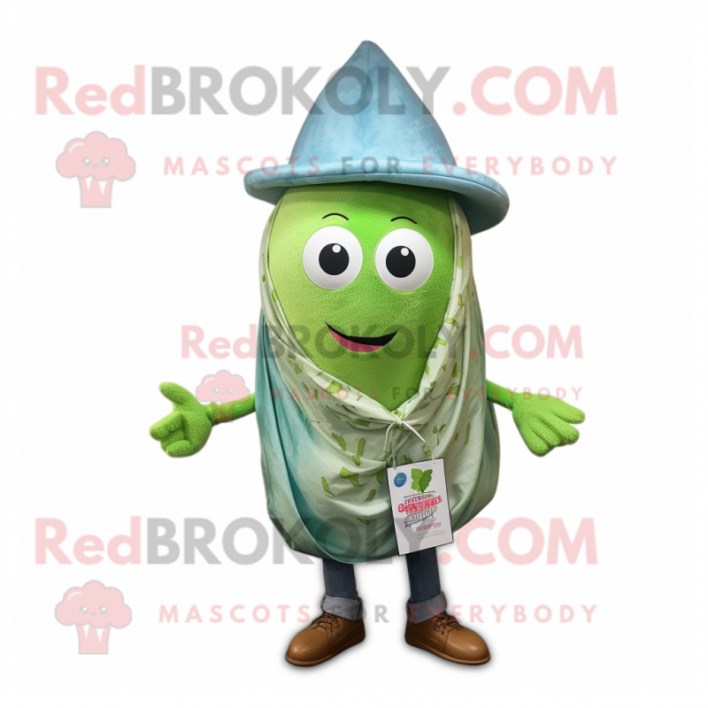 Green Melon mascot costume character dressed with a Chambray Shirt and Scarf clips Green Melon mascot costume character dressed with a Chambray Shirt and Scarf clips