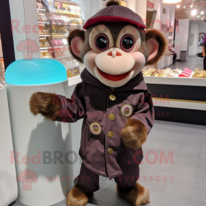 nan Monkey mascot costume character dressed with a Jacket and Coin purses
