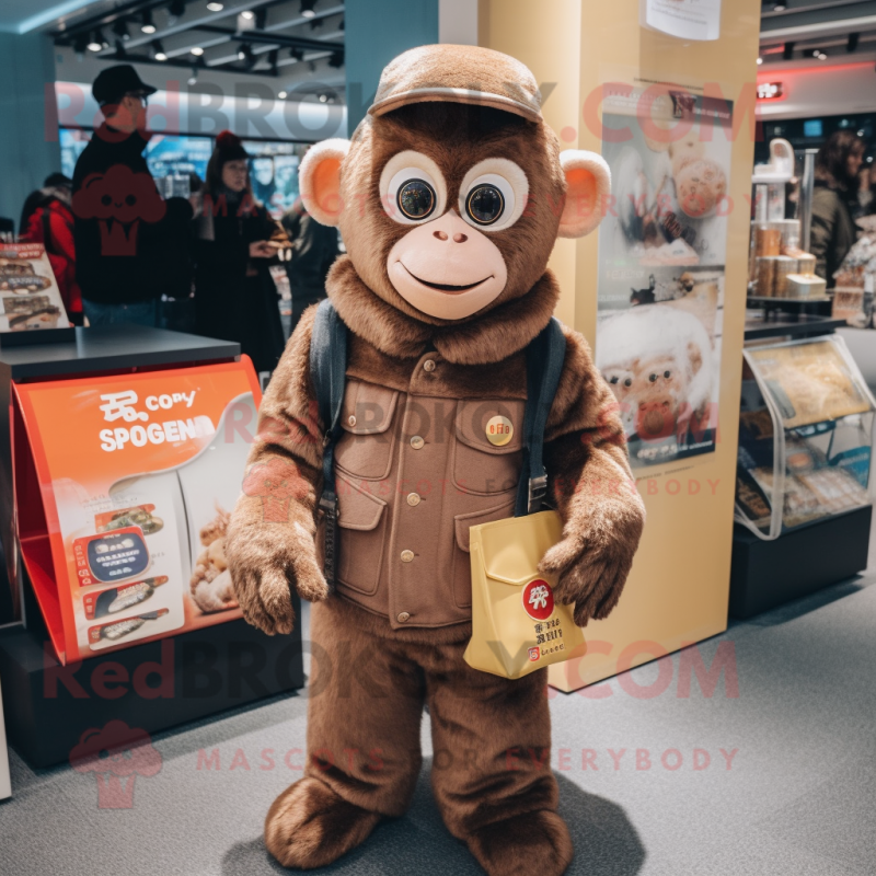 nan Monkey mascot costume character dressed with a Jacket and Coin purses