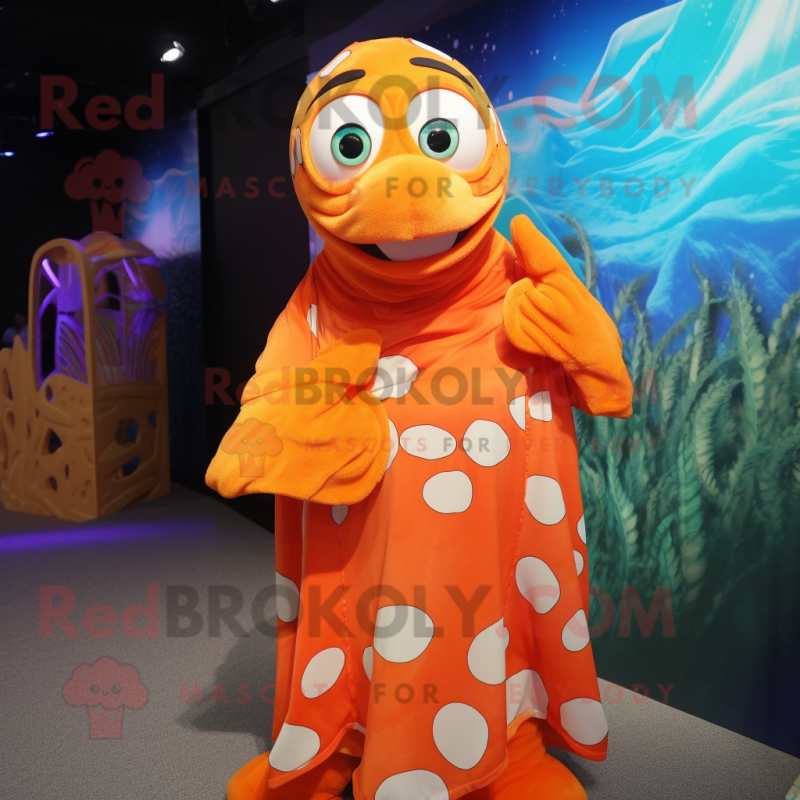 Orange Clown Fish mascot costume character dressed with a Swimwear