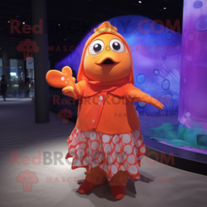 Orange Clown Fish mascot costume character dressed with a Swimwear and Shawls