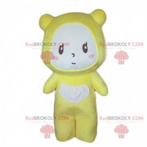Gul bjørnemaskot, baby med pandapyjamas - Redbrokoly.com