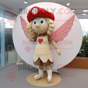Beige Amor maskot-kostume...