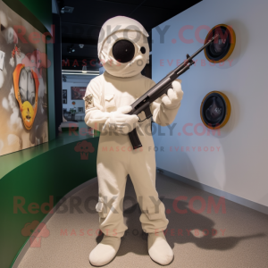 Cream Sniper mascot costume character dressed with a Playsuit and Headbands