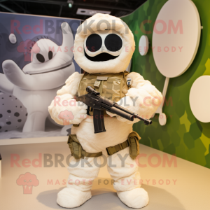 Cream Sniper mascot costume character dressed with a Playsuit and Headbands