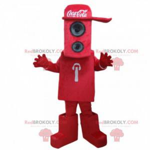 Rød innkapslingsmaskot med Coca-Cola-hette - Redbrokoly.com
