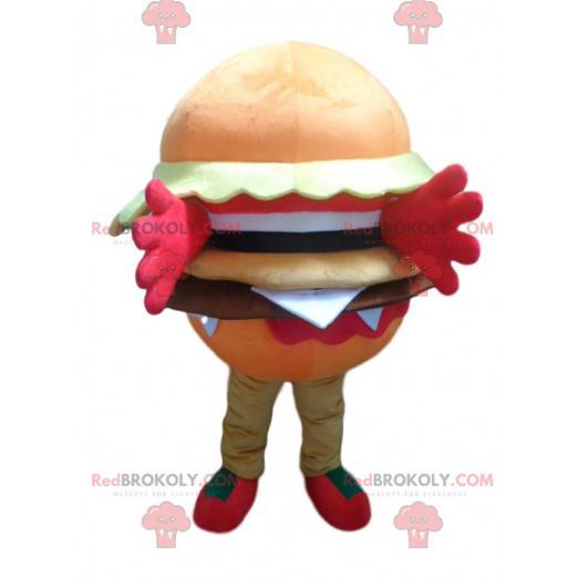 Mascotte de hamburger orange, costume de hamburger -