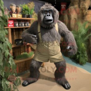 nan Gorilla mascot costume character dressed with a Cargo Shorts and Shoe clips