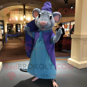 Blue Ratatouille mascot costume character dressed with a Sheath Dress and Shawls