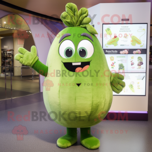 Olive Pear mascot costume character dressed with a Leggings and Hair clips