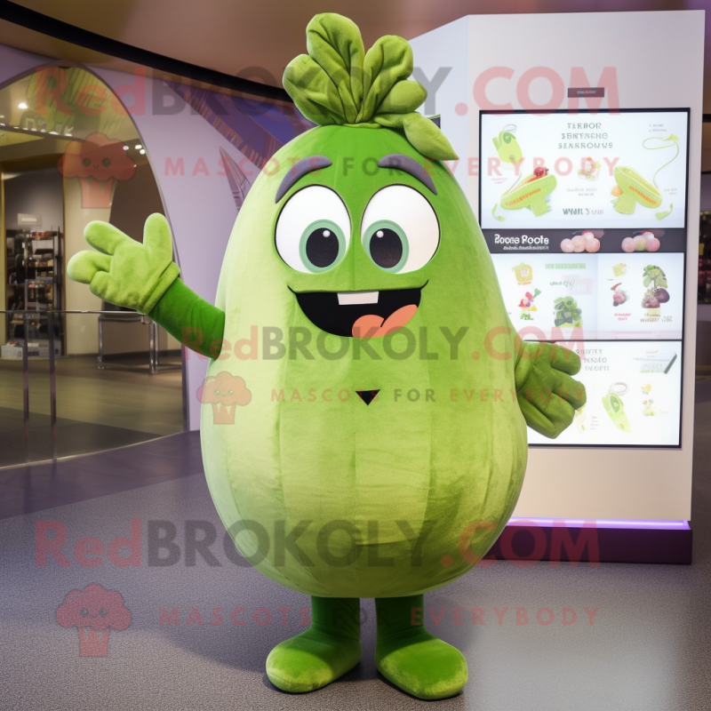 Olive Pear mascot costume character dressed with a Leggings and Hair clips Olive Pear mascot costume character dressed with a Leggings and Hair clips