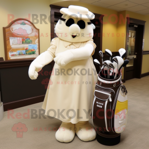 Cream Golf Bag maskot drakt...