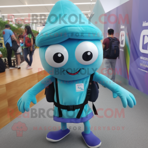 Cyan Squid mascotte kostuum...