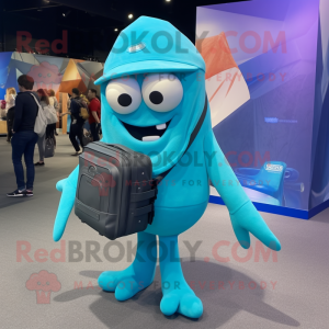 Cyan Squid mascotte kostuum...