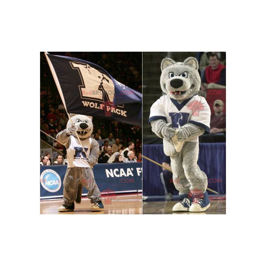 Gray wolf mascot looking fierce - Redbrokoly.com