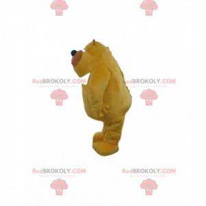 Mascote grande urso amarelo e branco, fantasia de urso de