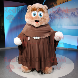 Brown Ice mascot costume character dressed with a A-Line Skirt and Shawls