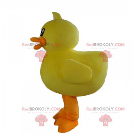 Big yellow and orange duck mascot, canary costume -