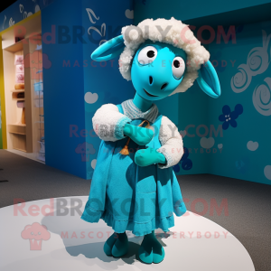 Cyan Sheep mascotte kostuum...