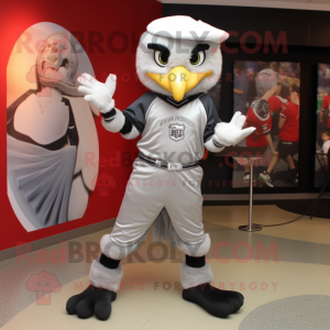 Silver Hawk mascot costume character dressed with a Jeggings and Caps