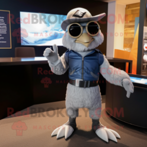 Silver Hawk mascot costume character dressed with a Jeggings and Caps