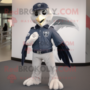 Silver Hawk mascot costume character dressed with a Jeggings and Caps