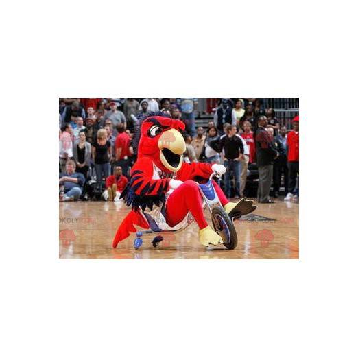 Red blue and yellow bird mascot - Redbrokoly.com