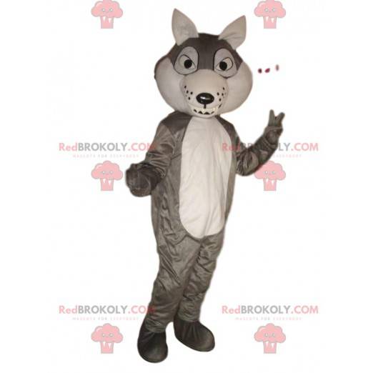 Gray and white wolf mascot, wolf dog costume - Redbrokoly.com